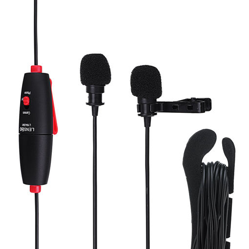 Picture of LENSGO LYM-DM1 2 in 1 Omni-directional Lavalier Video Interview Condenser Microphone with 6m Cable