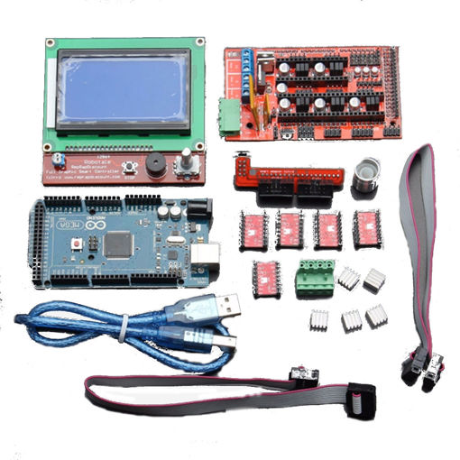 Immagine di Geekcreit LCD 12864 RAMPS 1.4 Board 2560 R3 Control Board A4988 Driver Kit For 3D Printer