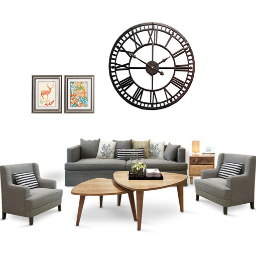 Immagine di Decorative Premium VintageStyle Wall Metal Clock Large Roman Number Open Face Indoor&Outdoor Clock