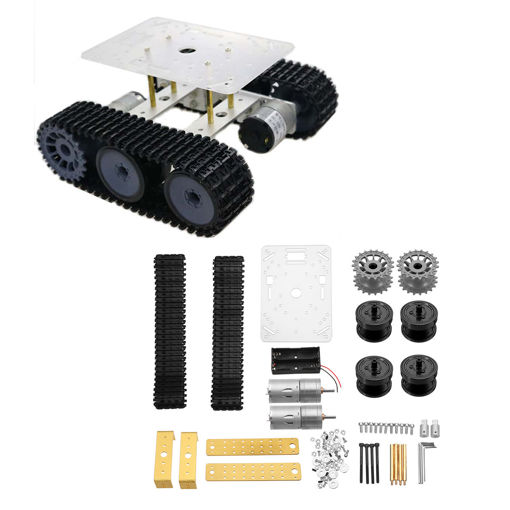 Immagine di Mini TP100 Tracked Aluminum Alloy Chassis Tank Car Kit with 12v 330RPM Motor for Arduino