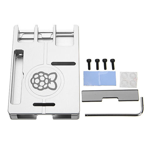 Immagine di Ultra-thin Silver Aluminum Alloy CNC Case Portable Box Support GPIO Ribbon Cable For Raspberry Pi 3