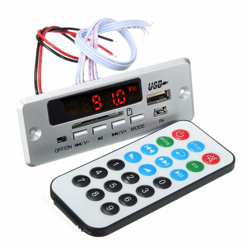 Immagine di 5Pcs DC 12V/5V MP3 Decode Board LED USB AUX FM bluetooth Radio Amplifier With Remote