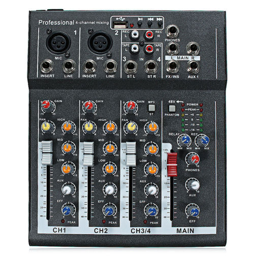 Immagine di 48V Professional 4-Channel Live Studio Audio Sound USB Mixer Mixing Console