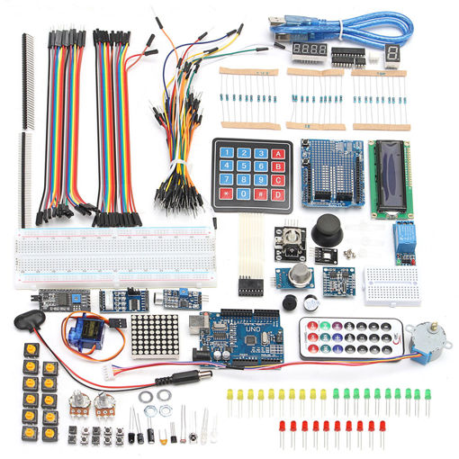 Immagine di Arduino Compatible UNO R3 Starter Kits I2C 1602LCD Servo Gas Sensor Stepper Relay