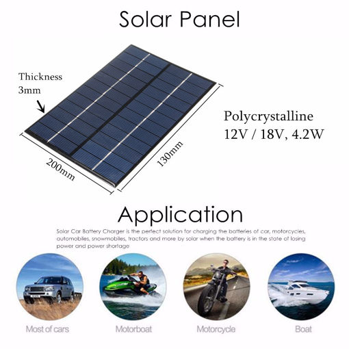 Immagine di 12V/18V 4.2W Mini Polycrystalline Solar Panel For Car Boat Motorcycle Lamp Charging