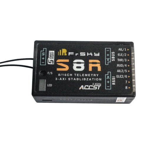 Immagine di Frsky S8R 16CH 3-Axis Stablibzation RSSI PWM Output Telemetry Receiver With Smart Port