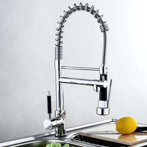 Picture of Kitchen Sink Mixer Faucet Pull Out Sparyer Tap Single Handle Chrome Brass Brushed Tap