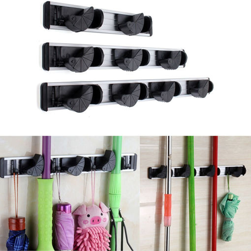Immagine di Multiduction Aluminium Wall Mounted Mop Broom Holder Brush Rack Cloth Hanger