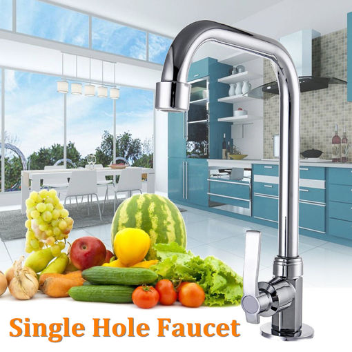 Picture of Stainless Steel Single Hole Faucet Kitchen Wash Basin Rotate Water Taps Mixer