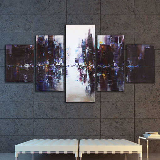 Immagine di 5Pcs Abstract Modern City Canvas Print Paintings Picture Home Wall Decor Unframed
