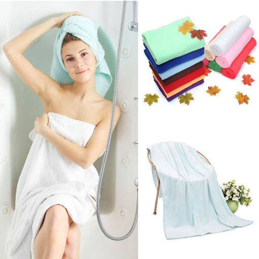 Immagine di 70 x 140cm Absorbent Microfiber Bath Towel Beach Quick Dry Washcloth Shower Towel Soft Home Textile Wide Thick Towel