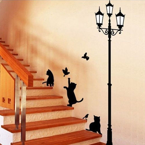 Immagine di 23x40CM Lamp Cat Wall Stickers Home Stairs Sticker Decor Decorative Removable Wallpaper