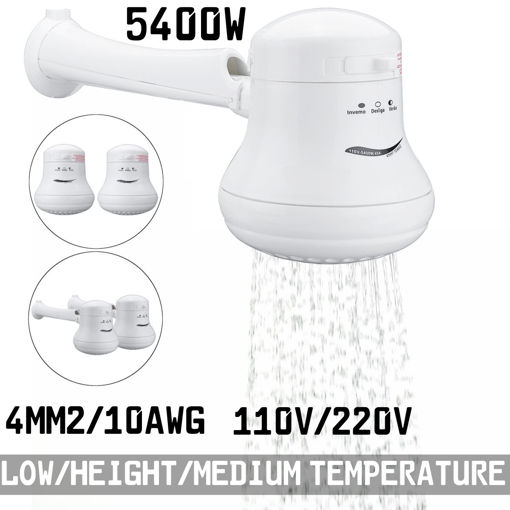 Immagine di 110V/220V-240V 0.8 Inch Electric Shower Head Instant Water Heater 5.7ft Hose