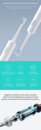 Immagine di Xiaomi Mi Doctor BET-C01 Sonic Electric Toothbrush IPX7 Waterproof With 2 Toothbrush Head