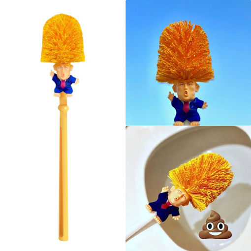 Immagine di Funny Toilet Supplies Cleaning Tools WC Donald Trump Toilet Base Home Hotel Bathroom Cleaning Brush Accessories