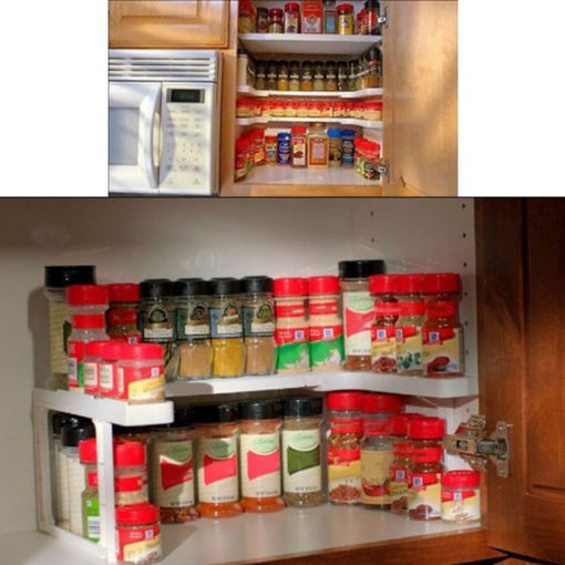 Picture of 2 Layers Adjustable Spicy Shelf Stackable Shelving Spice Rack Kitchen Storage Rack Organizer Holder