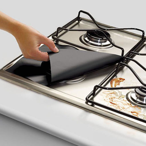Immagine di Honana 4PCS Kitchen Reusable Aluminum Foil Gas Stove Burner Cover Protector Liner Clean Mat Pad