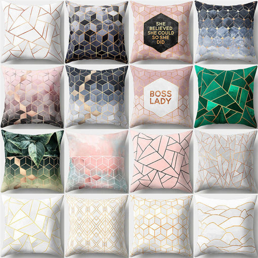 Immagine di Colorful Geometric Pattern Cotton Linen Throw Pillow Cushion Cover Car Home Sofa Pillow Case