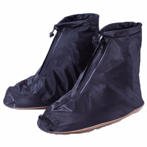 Immagine di Men Women Rain Shoes Cover Zipper Ankleboots Waterproof Flat Slip Resistant Overshoes Accessories