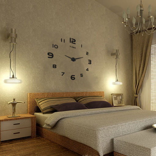 Immagine di Large Wall Clock Decorative 3D DIY Luxurious Silent and Modern Home Decorations Mirror Surface