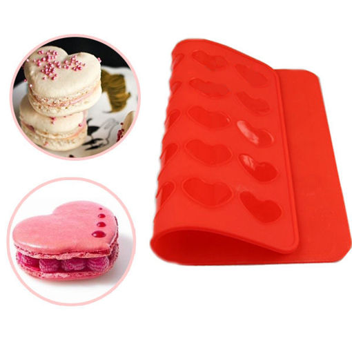 Picture of Heart Macaron Baking Mold Silicone Mat Pastry Sheet Muffin Tray