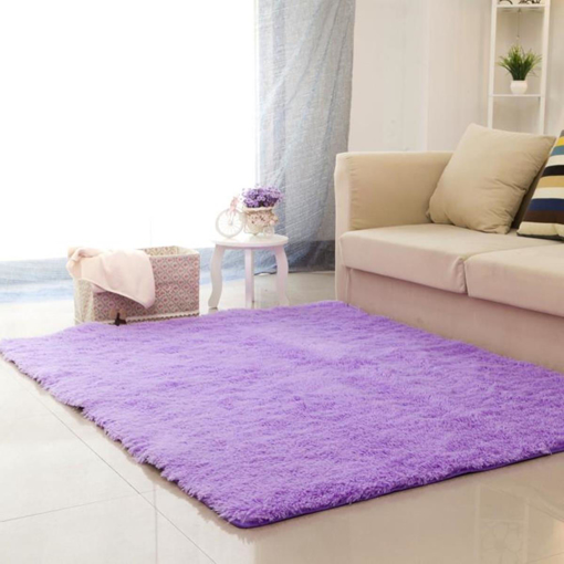 Immagine di 80cm x 160cm Purple Soft Fluffy Anti Skid Shaggy Area Rug Living Room Home Carpet Floor Mat