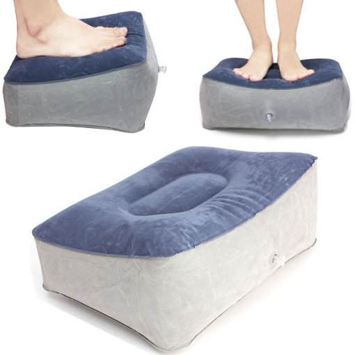 Immagine di Inflatable Footrest Pillow Travel Home Help Reduce DVT Risk Trips Flight Relax Air Cushion