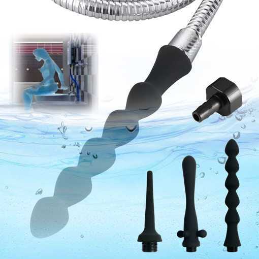 Picture of Shower Enema System Vaginal Anal Cleaner Silica Colon Douche Nozzle with 1.5M Hose