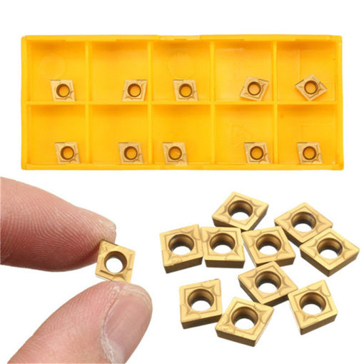 Picture of 10Pcs CCMT060204 US735 CCMT21.51 CNC Carbide Inserts For Steel/Stainless Steel