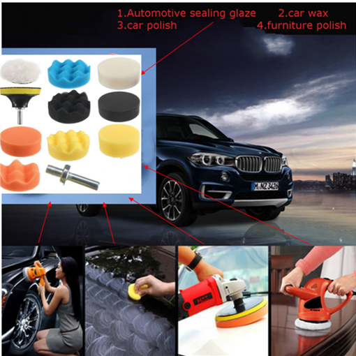 Picture of 10pcs 3 Inch 80mm Buffing Pad Polishing Pad Kit For Car Polisher with M10 Thread