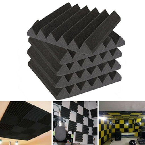 Immagine di 30X30x5cm Soundproofing Acoustic Wedge Foam Black Sound Absorption Treatment Panel