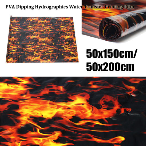 Picture of PVA Hydrographic Black Flame Fire Water Transfer Printing Hydro Dip Film Car Decal