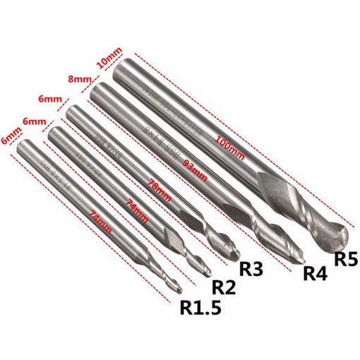 Picture of R1.5-5 Straight Shank 2 Flute End Mills R1.5/R2/R3/R4/R5 Milling Cutter Bit Tool