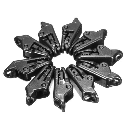 Picture of 10Pcs Tent Windproof Securing Clip Black Hook Buckle Alligator Clip