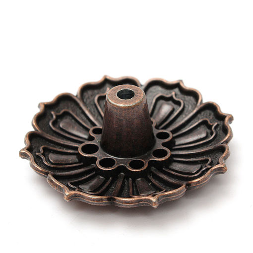 Picture of 9 Holes Alloy Lotus Flower Incense Burner Holder Plate For Stick Cone Incense