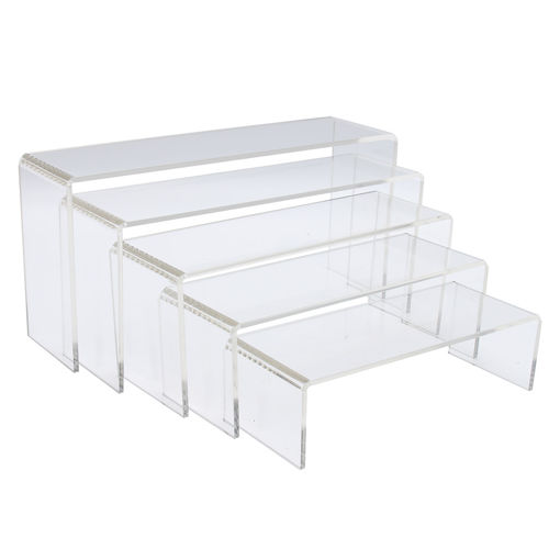 Picture of 5Pcs Clear Acrylic Perspex Sturdy Jewelry Cupcake Dessert Display Riser Stand Showcase Decorations