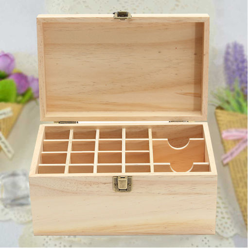Immagine di 19 Slots Essential Oil Wooden Storage Box Carrying Case Holder Aromatherapy Oils Organizer