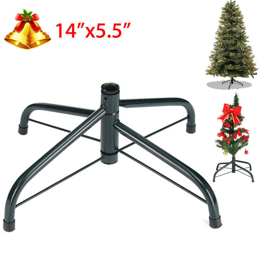 Picture of 35cm Cast Iron Christmas Tree Stand Green Metal Holder Base Home Garden Decorations