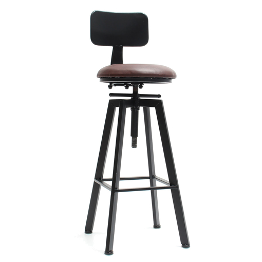 Immagine di Adjustable Retro Bar Stool Metal Leather Craft Furniture Rotate Cafe Counter Chair Bar Decorations