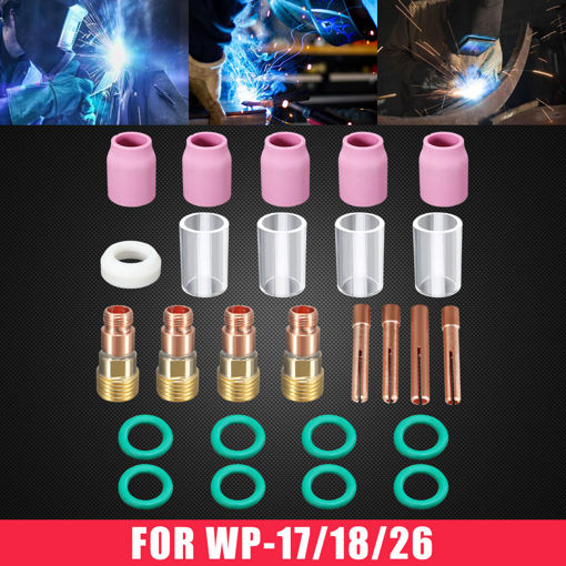 Picture of 26Pcs TIG Welding Torch Stubby Gas Lens #10 Pyrex Cup Kit for Tig WP-17/18/26 Torch