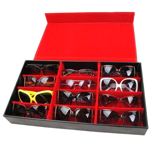 Immagine di 12 Slot Grid Eyeglass Display Storage Stand Case Box Holder Sunglasses Glasses