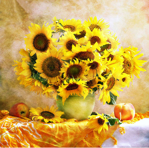 Picture of 5D Diamond Decorations Flowers Colorful Sunflower Painting DIY Crystal Square Paintings