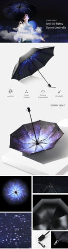 Immagine di 3D Starry Night Anti-UV Rainy Sunny Umbrella Ultralight Travel Windproof Umbrella Women Gift