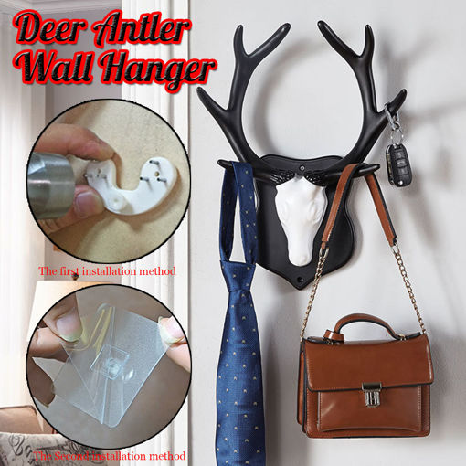 Immagine di 2 Kinds Vintage Deer Antler Hook Rack Home Decorative Wall Hat Coat Hanging Cloth Hanger
