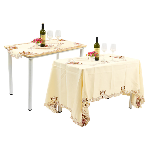 Immagine di Embroidered Tablecloth Home Table Decor Lace Rose Cutwork Restaurant Table Cover